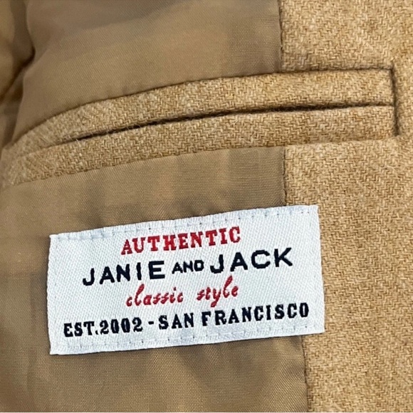 Boys Janie and Jack Tan 18-24 Months Classic Wool Blend Tailored Blazer - Picture 5 of 7